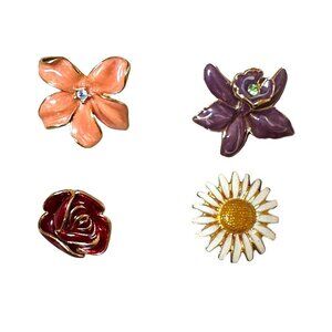 Joan Rivers Vintage Enamel Snap Button Covers with Rhinestones Signed